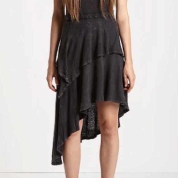 Free People Rocket Cat Boho-Grunge Black Linen/Cotton Midi Dress size large - Picture 7 of 16